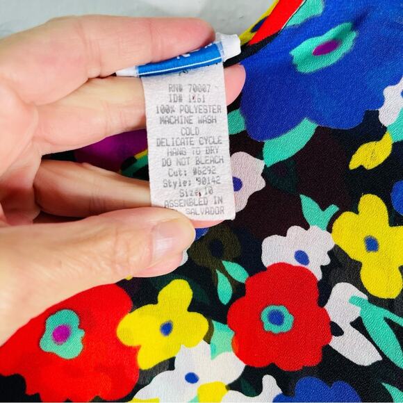 Vintage purple black red floral 70s colorful chiffon semi sheer blouse top 10 - Picture 8 of 8